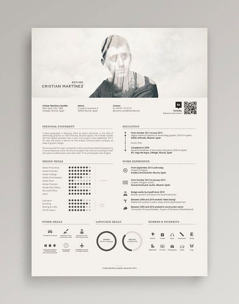 double exposure for his profile photo Portfolio D'architecture, Graphic Resume, Resume Designer, Cv Original, Cv Inspiration, Logos Retro, Infographic Resume, Portfolio Resume, Creative Cv