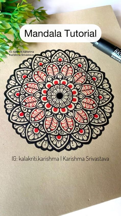 Mandala Drawing Easy, Kalakriti Karishma, Aesthetic Mandala Art, Simple Mandala Art, Easy Mandala Art, Mandala Tutorial, Mandala Arts, Drawing Mandala, Easy Mandala