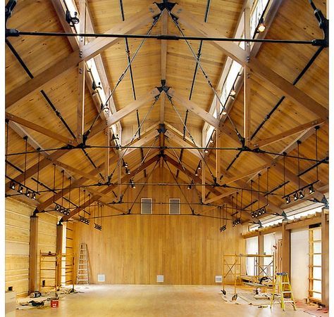 Tie rod truss system Exposed Ceiling, Roof Truss Design, Wood Truss, Timber Floor, Truss Structure, Timber Truss, Framing Construction, Timber Architecture, House Garage