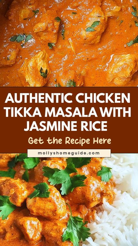 Indulge in the delicious flavors of chicken tikka masala with jasmine rice. This classic, aromatic dish features tender chicken in a creamy tomato-based sauce, served alongside fragrant jasmine rice for the perfect balance of flavors. Whether you're craving comfort food or looking to impress guests with an authentic Indian dish, this recipe is sure to satisfy your taste buds. Try making this hearty meal at home and experience a symphony of spices with every bite. Chicken Indian Recipes, Indian Takeout, Jasmine Rice Recipes, Types Of Rice, Chicken Tikka Masala Recipes, Slow Cooked Chicken, Recipes To Try At Home, Comfort Soup, Red Rice