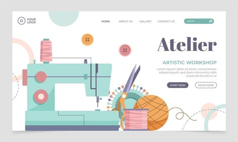 Sewing Website Design, Sewing Website, Sewing Atelier, Website Banner Design, Wireframe Design, Banner Design Inspiration, Sewing Courses, Sewing School, School Website