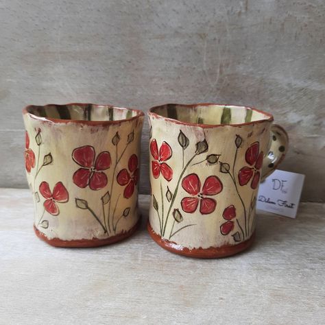 Set of 2, Mugs, Handmade by Didem Firat Ceramics Mugs Handmade, Handmade Mugs, Tanah Liat, Ceramics Ideas Pottery, Cool Mugs, Clay Ceramics, Cute Mugs, Pottery Mugs, Dream House Decor