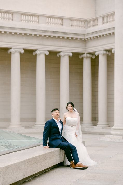 San Francisco Engagement Photos, Legion of Honor and Sutro Baths  https://www.sustudiophotography.com/blog/joan-justin-san-francisco-engagement-photos Western Wedding Attire, San Francisco Engagement Photos, Sutro Baths, Classic White Dress, Legion Of Honor, San Francisco Engagement, San Francisco City Hall, San Francisco City, Civil Ceremony