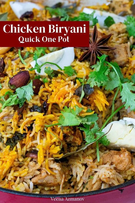 Discover the ultimate weeknight dinner solution with this Quick & Easy One Pot Chicken Biryani recipe! Packed with fragrant spices, tender chicken, and fluffy basmati rice, this delicious dish is cooked all in one pot, making clean-up a breeze. Perfect for busy schedules without sacrificing flavor. Easy Chicken Breyani Recipes, Simple Biryani Recipe, Chicken Byrani Rice Recipe, Chicken Tikka Biryani Recipes, Recipes With Basmati Rice, Chicken Biryani Recipe Indian, Chicken Basmati Rice, Biryani Recipe Easy, Biryani Recipe Video