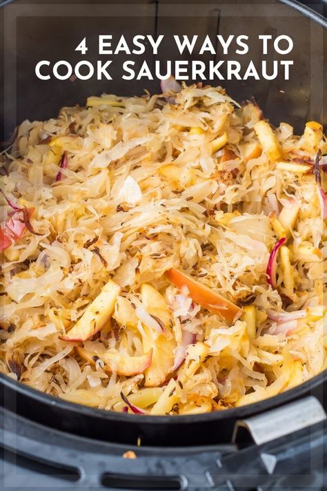 Cooking Sauerkraut, Easy Sauerkraut Recipe, Learning How To Cook, Homemade Sauerkraut, Sauerkraut Recipes, Hearty Dinner, Eastern European, Potato Dishes, Grilled Vegetables