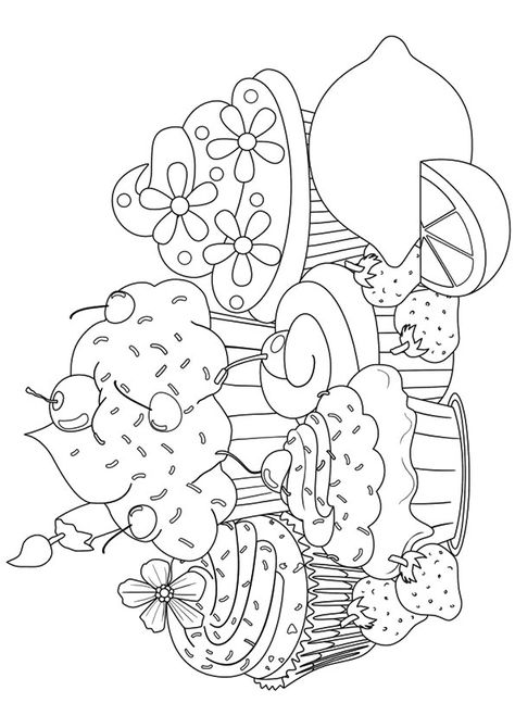 Coloring Page Cupcake Coloring Pages, A Coloring Page, Food Coloring Pages, Colouring Printables, Coloring Pages To Print, Cute Coloring Pages, Mandala Coloring, Coloring Book Pages, Coloring Pictures