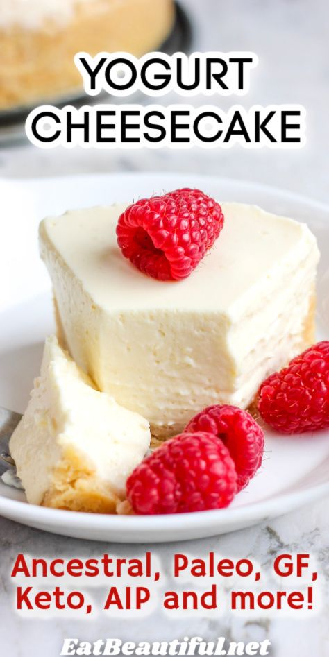 Paleo Yogurt, Paleo Cheesecake, Yogurt Cheesecake, Dairy Free Cheesecake, Autoimmune Paleo Recipes, Aip Desserts, Aip Paleo Recipes, Healthy Cheesecake, Paleo Recipes Dessert