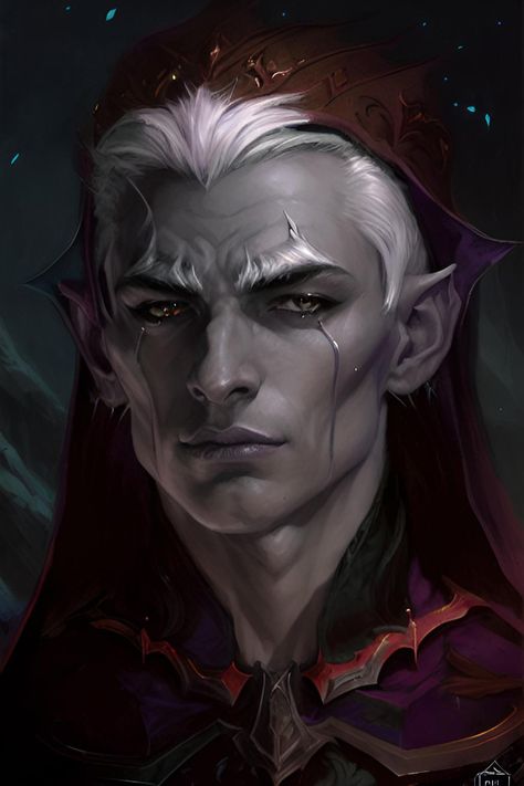 Drow Rogue, Dnd Portraits, Fantasy Vibes, Short White Hair, Dnd Races, Character Portrait, Fantasy Portraits, Minor Character, Dark Elf