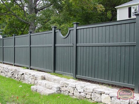 fence: I deserve a beautiful fence. My dogs need to stay in my yard. With a new fence we'll have privacy. Colonial Fence, Grey Fence, Fence Paint Colours, Best Paint For Wood, Grey Fences, Paint For Wood, Vinyl Fences, Fence Wood, Wood Fences