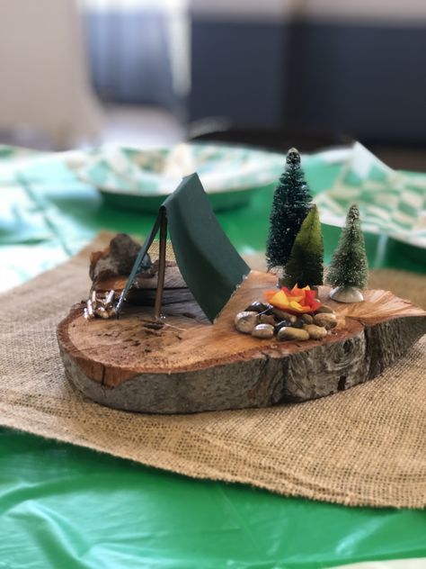 Eagle Scout Court of Honor, Camping theme Eagle Scout Ceremony Centerpieces, Cub Scout Christmas Party, Camping Theme Centerpieces, Eagle Scout Party Ideas, One Happy Camper Centerpieces, Staff Retreat, Eagle Ceremony, Eagle Scout Court Of Honor, Boy Scouts Eagle