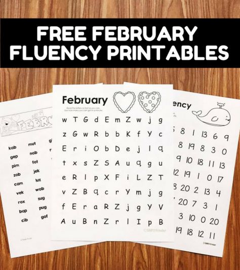 Free Fluency Printables for February. Letter naming fluency, nonsense word fluency, and number fluency pages that will help your students increase their accuracy and speed. Use in classwork or as homework. Letter Sound Fluency Kindergarten, Letter Fluency Kindergarten Free, Letter Naming Fluency Activities, Writing Ieps, Precision Teaching, Dibels Practice, February Centers, Letter Sound Fluency, Letter Naming Fluency