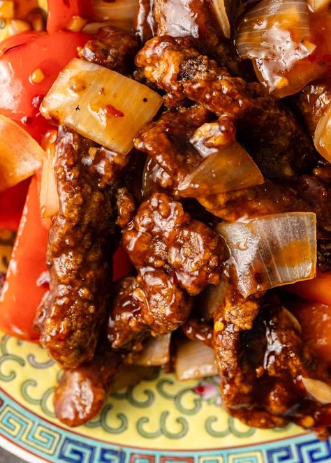 Beijing Beef Stir Fry | Silk Road Recipes Beijing Beef, Sticky Sauce, Beef Stir Fry Recipes, Chinese Spices, Mongolian Beef, Fried Beef, Beef Stir Fry, Sweet And Sour Sauce, Main Dish Salads