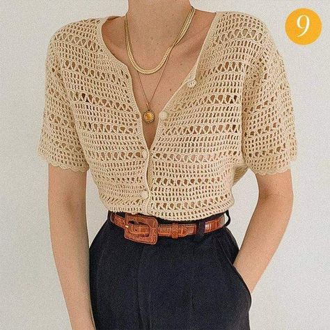 Cardigans Crochet, Crochet Top Outfit, Crochet Cardigans, Gilet Crochet, Crochet Crop Top Pattern, Crochet Vest Pattern, Mode Crochet, Crochet Ladies Tops, Crochet Tops Free Patterns