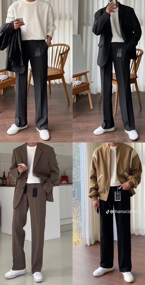 Winter Office Wear Men, Korean Old Money Outfits Men, Korean Old Money Outfits, Boy Outfits Aesthetic Casual, Outfit Cowo, Boy Outfits Aesthetic, Outfit Cowok, Boyfriend Fashion, Japanese Mens Fashion