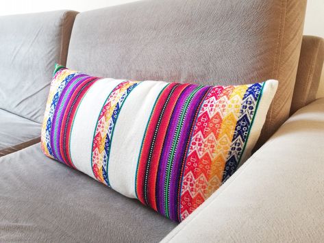 Peruvian Fabrics, Peruvian Pillow, Colorful Bohemian, Boho Throws, Boho Throw Pillows, Loom Bracelet, Boho Cushions, Bohemian Colors, Boho Fringe