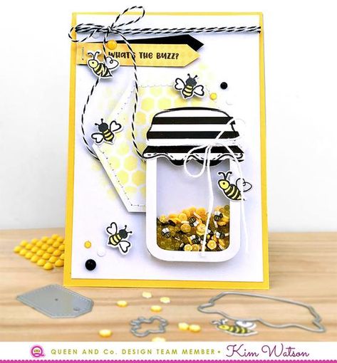 Bee Stamp, Mason Jar Cards, Bee Images, Love Jar, Washi Tape Planner, Bee Cards, Happy Cards, Shaker Cards, Marianne Design