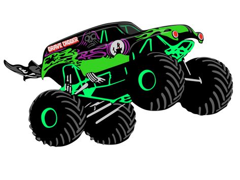 Grave Digger by Rizka Indarto Monster Truck Costume, Truck Costume, Monster Truck Art, Grave Digger Monster Truck, Shirt Decals, Grave Digger, Truck Party, Truck Art, Monster Jam