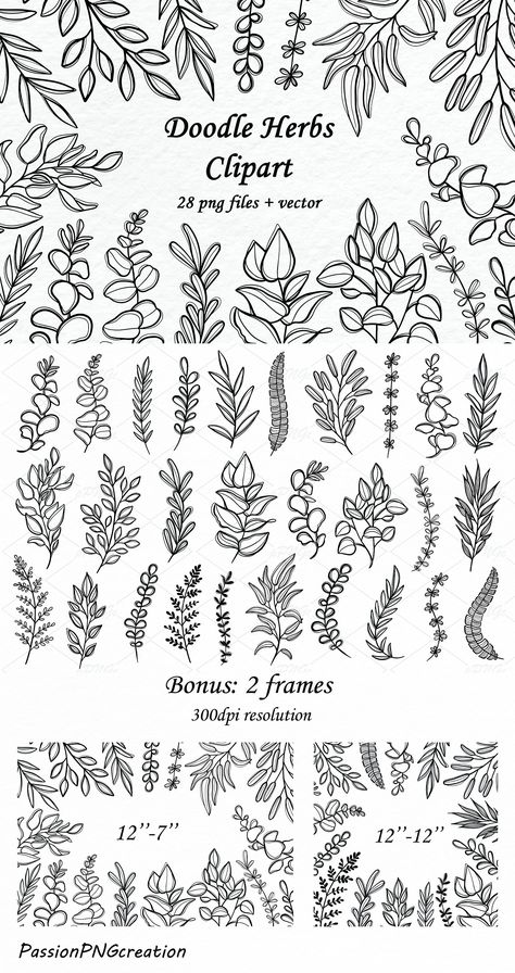 Herb Doodles, River Mural, Sketch Journaling, Painting Outlines, Leaf Ideas, Leaves Clip Art, Doodle Leaves, Phoenix Wings, Doodle Clipart