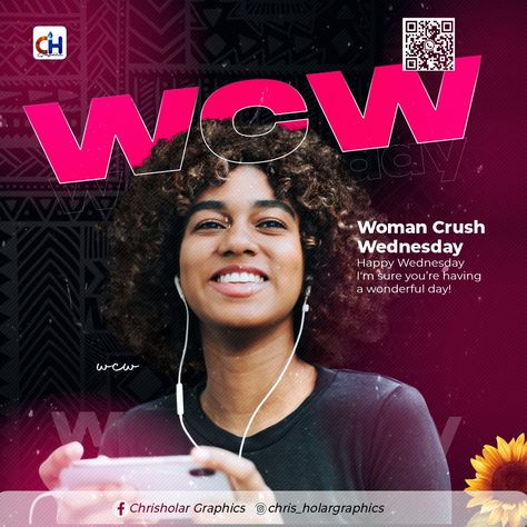 Wednesday Graphic Design, Wcw Woman Crush Wednesday, Wednesday Design, Woman Crush Wednesday, Social Media Advertising Design, Flyer Design Inspiration, Flyer And Poster Design, Happy Wednesday, Woman Crush