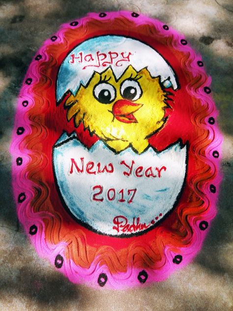 New Year Rangoli Cartoon Rangoli Designs, Rangoli Cartoon, Cartoon Rangoli, Rangoli Designs For New Year, 2023 Rangoli, Cartoons Rangoli Design, Cartoons Rangoli, Rangoli Designs For Competition, Poster Rangoli