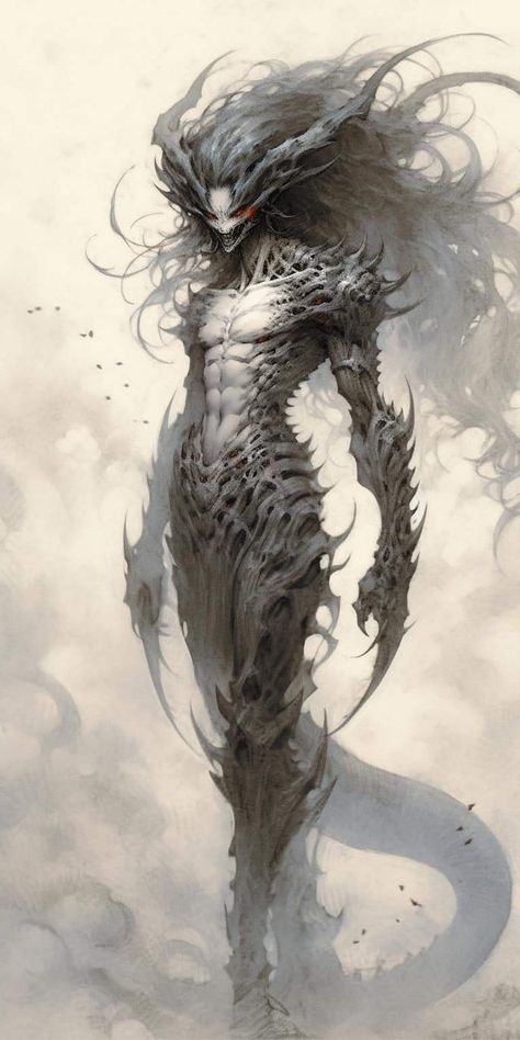 White Demon Art, Demonic Beast, Demon Creature, Big Fantasy Monster, Dnd Void Monster, Spider Fantasy Monster, Fantasy Skeleton Monster, Fantasy Centipede Monster, Monster Artwork