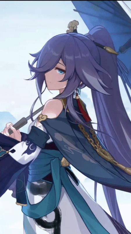 Honkai Impact, Moth, We Heart It, Gif, Wallpapers, Purple, Hair, Anime, Blue