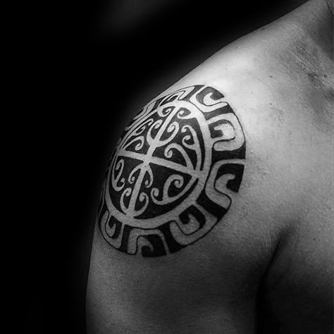 70 Different Tattoos For Men - Unique Ink Deisgn Ideas Tattoo Shoulder Cap, Upper Shoulder Tattoo, Celtic Tattoos For Men, Tattoo Mens, Fishing Hook Tattoo, Cap Tattoo, Hook Tattoos, Shoulder Cap Tattoo, Shoulder Sleeve Tattoos