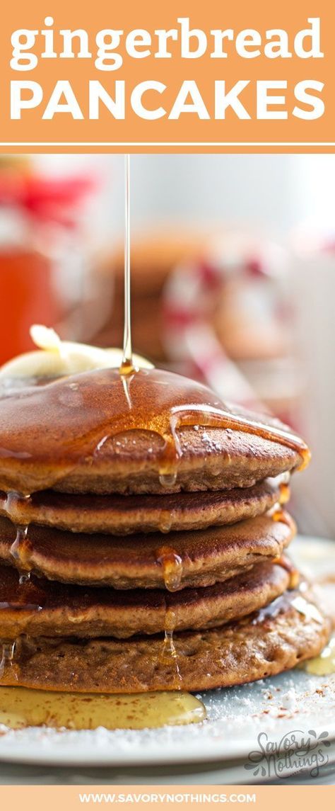 The best soft and fluffy Gingerbread Pancake recipe. This is perfect for a family breakfast on Christmas Morning because they are super quick and easy to make! Gingerbread Pancakes Recipe, Pancake Bar, Christmas Pancakes, Gingerbread Pancakes, Easy Gingerbread, Cozy Breakfast, Breakfast Party, Family Breakfast, Pancakes Easy