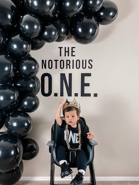 A look inside Silas’s Notorious B.I.G. themed first birthday party #notoriousbig #biggiesmalls #1stbirthday #firstbirthdayparty #firstbirthdayideas #firstbirthdayboy Biggy Smalls First Birthday, Birthday Boy Themes 1st, Sons First Birthday Ideas, One Year Old Birthday Party Theme Boy, Unique First Birthday Themes Boys, Biggie First Birthday Party, The Notorious One, Notorious One Photo Shoot, Baby Boys 1st Birthday Themes