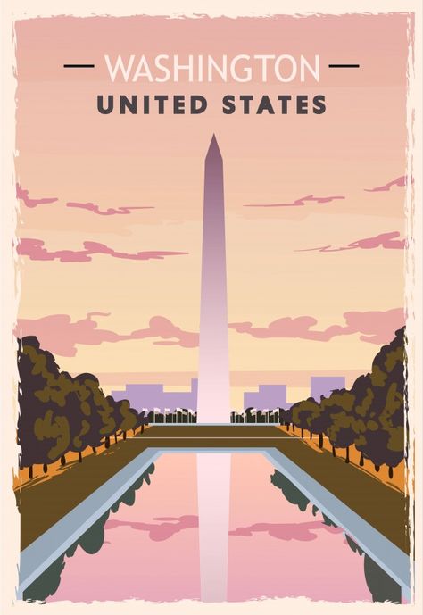 Washington Dc Poster, Rhode Island Travel, South Dakota Travel, Washington Travel, Home Decor Retro, Indiana Travel, Nevada Travel, Ad Poster, Dc Travel