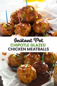 Chicken meatballs with a chipotle bourbon glaze that's healthy and SO delicious! This recipe is perfect for a party appetizer on a buffet or a pot luck. Cook these amazing chicken meatballs in your Instant Pot for a quick and easy dinner! #chickenrecipeseasy #easymeatball Healthy Chicken Meatballs, Chicken Meatballs Healthy, Healthy Potluck, Slow Cooker Pork Tenderloin, Bourbon Glaze, Amazing Chicken, Meatballs Easy, Best Appetizer Recipes, Pot Luck