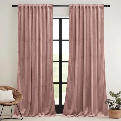 PRICES MAY VARY. WELL MADE - Package contains 2 panels of 52" width by 90" length (104" wide in total). With pleat tape pocket & tabs on top, back loop (2.3 inch) and rod pocket (3.3 inch) which offer our customers multiple hanging options. Luxury Decor - Plush velvet curtain with pleat tape on top can offer a timeless look to your house. With multiple hanging options, you could change the look of pinch pleated curtains without the cost or frustration, adds an extra touch of class to any room, t Soft Girl Bedroom, Pink Velvet Curtains, Girl Curtains, Tape Window, Velvet Drapes, Pinch Pleat Curtains, Curtains For Bedroom, Drape Panel, Pleated Curtains