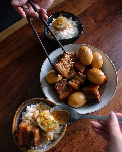 Thịt Kho Trứng (Caramel Braised Pork with Eggs) – Meet & Eats Asian Household, Thit Kho, Caramelized Pork, Vietnamese Foods, Birds Eye Chili, Marinated Pork, Pork Recipe, Braised Pork, Sweet Sauce