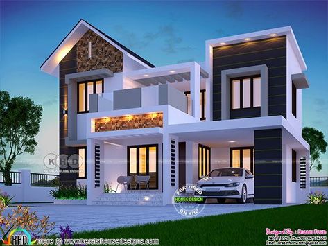 Indian House Exterior Design 338 1700 Sq Ft House Plans, Double Storey House Plans, Two Story House Design, House Outer Design, Outer Design, Architecture Magazine, Kerala House Design, Kerala Houses, Simple House Design