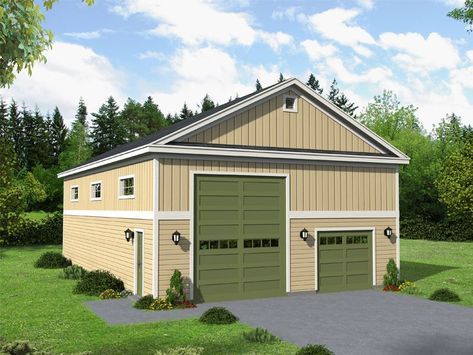 062G-0121: Drive-Thru RV Garage Plan with Storage Loft Rv Garage Plans, One Car Garage, Pole Barn Garage, Architecture Art Nouveau, Plan Garage, Rv Garage, Large Sheds, Construction Ideas, Barn Garage