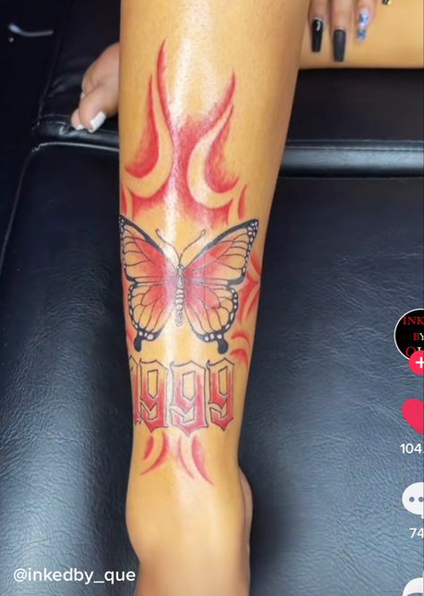 Follow his tiktok @inkedby_que for more!! Birth Year Tattoo Ideas For Women, Women Wrist Tattoos, Tattoos For Women Wrist, Dreams Tattoo, Fire Tattoos, Cute Shoulder Tattoos, Flower Leg Tattoos, Tattoos Shoulder, Girl Neck Tattoos