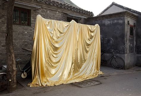 Roderick Hietbrink  Liquid Theatre (2010) Giclée print on Aluminium 132 x 90 cm Gold Drapes, Gold Inspiration, Lame Fabric, Gold Backdrop, Gold Curtains, Ceremony Backdrop, Sculpture Installation, Set Design, Design Inspo