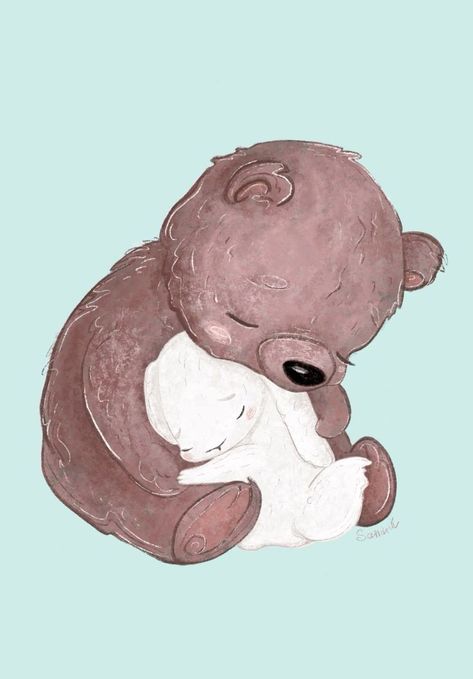 Cuddling Animals Drawing, Animal Hug Illustration, Bear Hug Drawing, Bear Hug Illustration, Mantra Ideas, Illustration Art Cute, Hugging Drawing, Hug Pictures, Hug Illustration