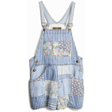 Vintage 90s Patchwork Denim Overalls Floral Shorteralls (£12) ❤ liked on Polyvore featuring jumpsuits, overalls, shorts, skirts, vintage denim overalls, blue jumpsuit, vintage denim jumpsuit, denim overalls and striped jumpsuit Patchwork Overalls, Flower Print Jumpsuit, Striped Overalls, Overalls Jumpsuit, Jumpsuit Vintage, Overalls Blue, Jumpsuit Denim, Model Clothes, Skirts Floral