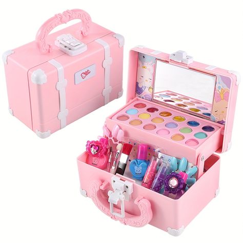 Girls Makeup Set, Realistic Makeup, Lipstick Nail, Makeup Toys, Makeup Kit For Kids, Play Makeup, Princess Makeup, Shadow Color, Princess Toys