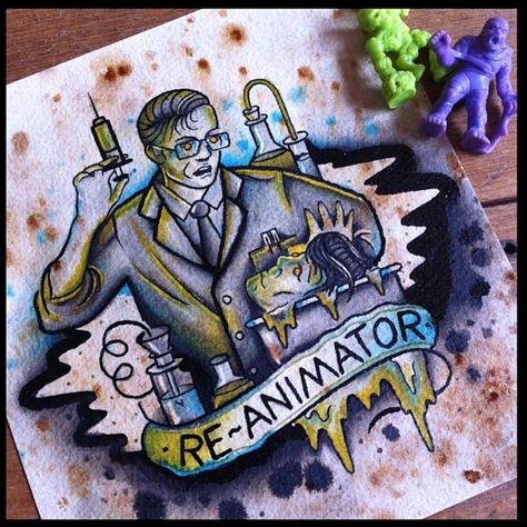 Antony Von Ratcorpse is always smashing out themed paintings like this Re-animator one.   @ratcorpse   #antonyvonratcorpse #reanimator #horrorart #horror #melbourne  (at Vic Market Tattoo) Themed Paintings, Melbourne Tattoo, Re Animator, Creepy Tattoos, Spooky Tattoos, Minimalist Tattoos, Traditional Tattoo Flash, Tattoo Parlors, Tattoo Inspo