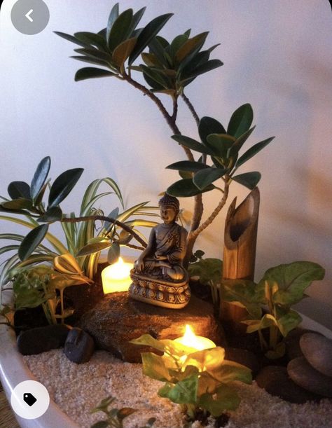 Jardin Zen Interior, Jardin Zen Miniature, Miniature Garden Design, Diy Miniature Garden, Miniature Garden Decor, Buddha Home Decor, Mini Zen Garden, Indian Room Decor, Jardim Diy