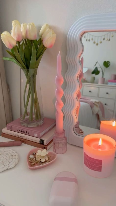 Candles Preppy, Danish Room, Pink Rooms, Girl Therapy, Pinterest Room, Aesthetic Candle, Aesthetic House, Aesthetic Clean, Pink Room Decor