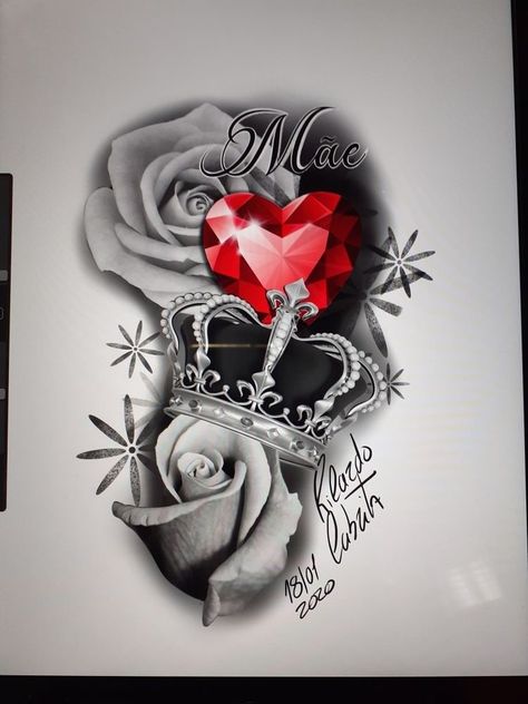 Realistic Rose Tattoo, Rose Flower Tattoos, Rose Drawing Tattoo, Gem Tattoo, Diamond Tattoos, Tasteful Tattoos, Tattoo Stencil Outline, Floral Tattoo Design, Sailor Jerry