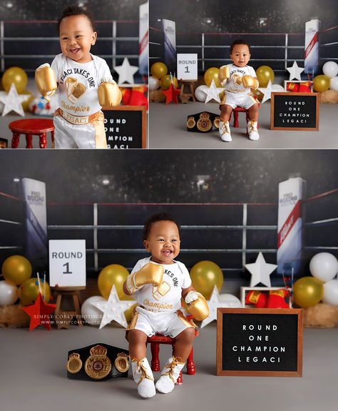 Infant Boxing Photoshoot, Baby Boy Photoshoot Ideas 1 Year, Boxing First Birthday, Baby Boxing Photoshoot, 6months Photoshoot Ideas Boy, 6 Month Party Ideas, 1 Year Photoshoot Boy, 6 Months Baby Photoshoot Ideas Boys, 6months Birthday Ideas Boy