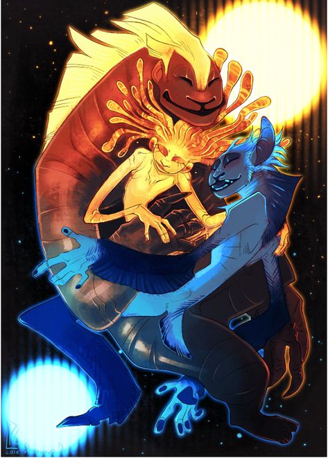 Sun And Moon Character Art, Mune Movie, Sun And Moon Siren Au, Mermaid Sun And Moon Fnaf, Star Creature Fantasy Art, Avatar Moon And Ocean Spirit, Guardian Of The Moon, Cartoon As Anime, Moon Drawing