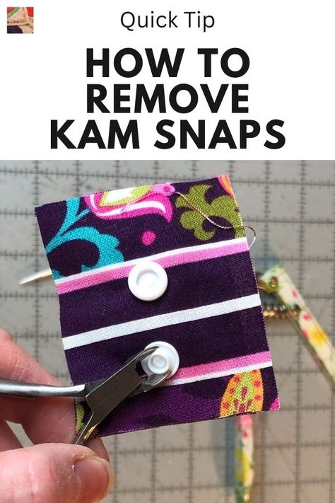 Learn how to remove Kam Snaps from your project without damaging the fabric with our video and photo tutorial. Sewing Step By Step, Repurposed Crafts, Sewing Terms, Learn Sewing, Fun Craft Projects, Kam Snaps, Tips Sewing, Beginners Sewing, Sewing Tricks