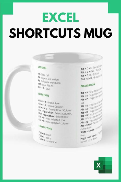 Excel Shortcuts Mug Co Worker Leaving, Excel Cheat Sheet, Art Branding, Boyfriend Anniversary, Excel Shortcuts, Excel Formula, Funny Cups, Funny Office, Office Layout