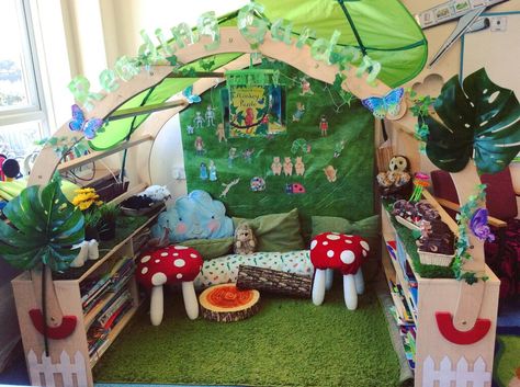 Enchanted Forest Kids Room, Forest Kids Room, Kindergarten Classroom Design, Jungle Theme Rooms, Forest Classroom, Dorm Themes, Reading Corner Classroom, Reading Garden, Toddler Sensory Bins