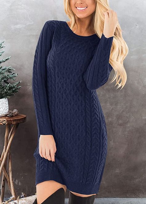 Navy Sweater Dress Outfit, Navy Blue Sweater Dress, Sweater Dress Outfit Winter, Winter Sweater Dress, Cute Sweater Dresses, Winter Sweater Dresses, Dress Styling, Navy Sweater Dress, Blue Sweater Dress